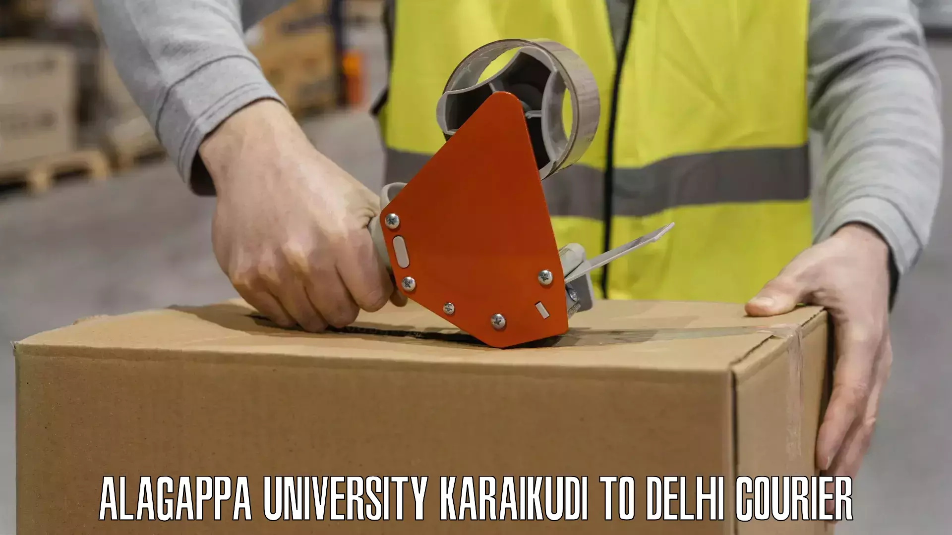 Nationwide shipping capabilities Alagappa University Karaikudi to East Delhi