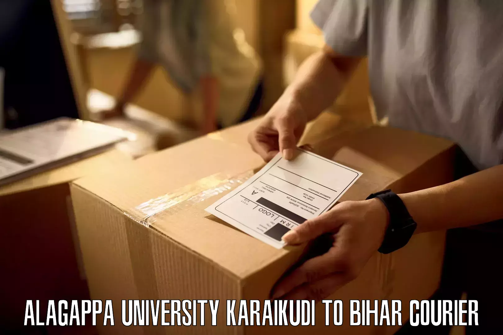 24-hour courier services Alagappa University Karaikudi to Barauni