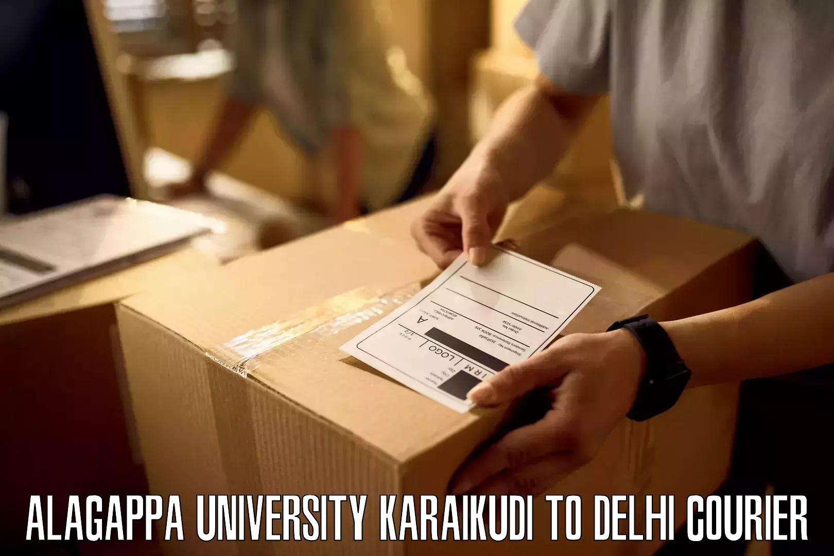 Quick courier services in Alagappa University Karaikudi to East Delhi