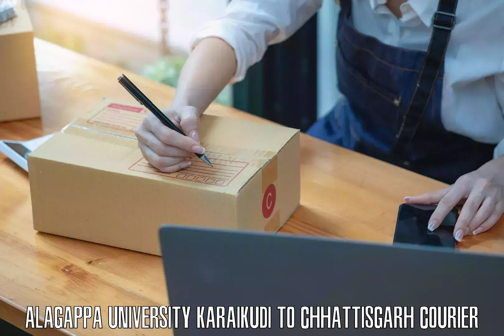 Fast parcel dispatch Alagappa University Karaikudi to Ambikapur