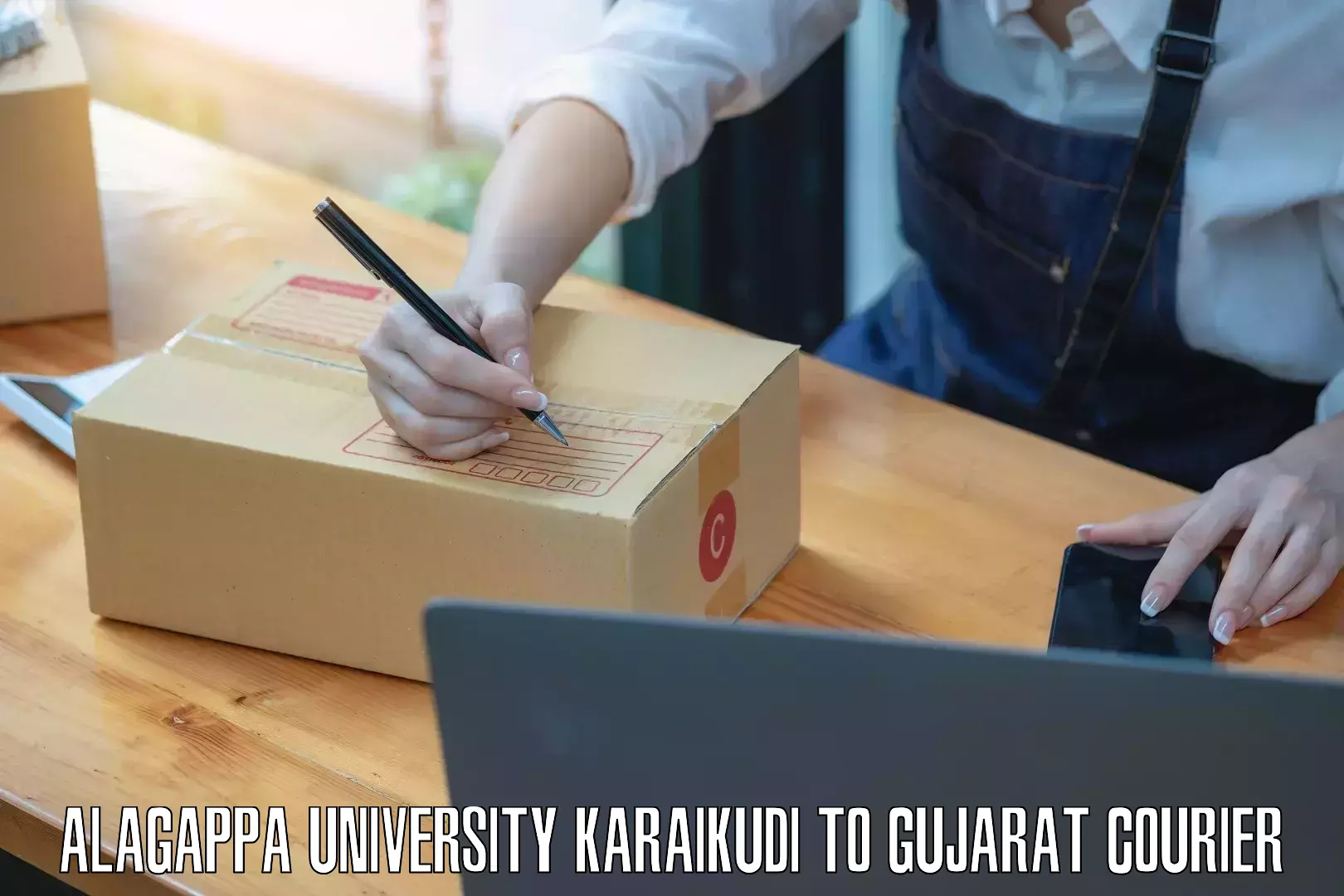 User-friendly courier app Alagappa University Karaikudi to Ambaji
