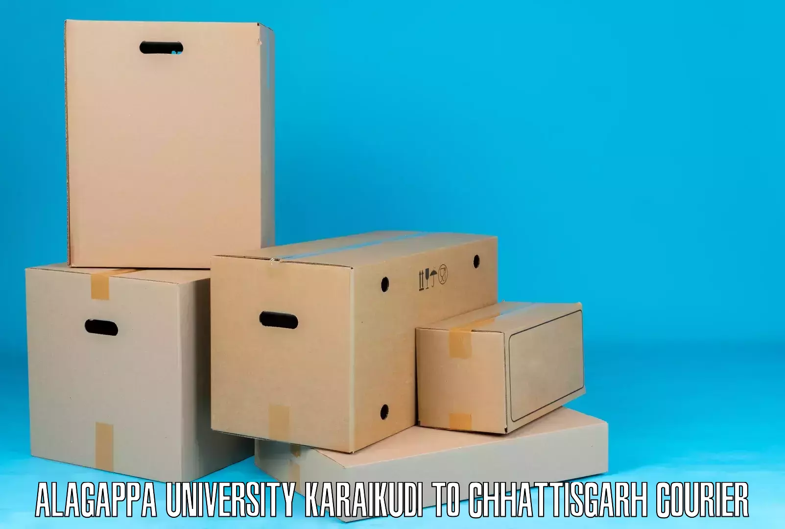 Parcel handling and care Alagappa University Karaikudi to Chhattisgarh